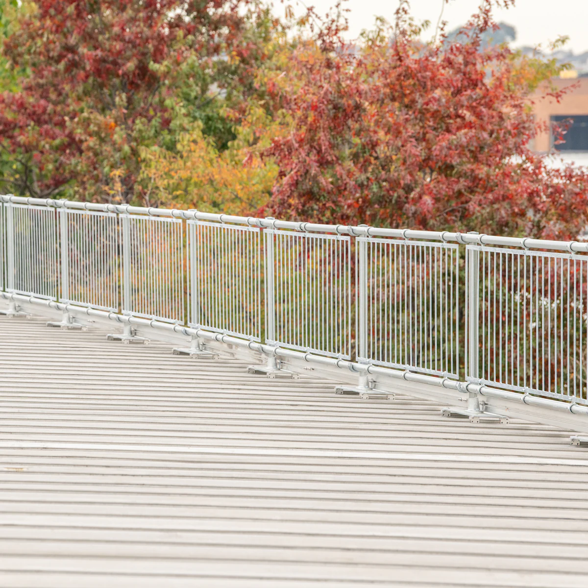 Walkway across a low-slope commercial roof