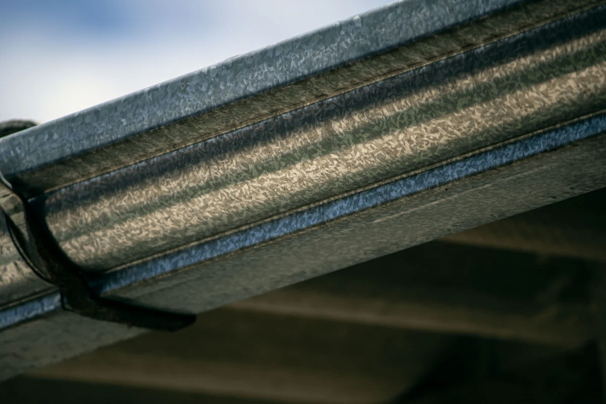 Close-up of a roof gutter