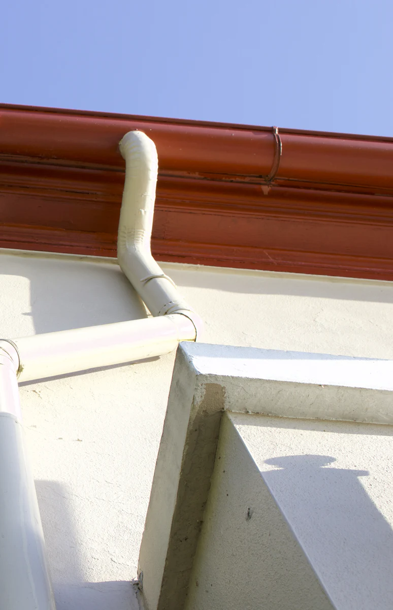 Gutter and downspout on a home