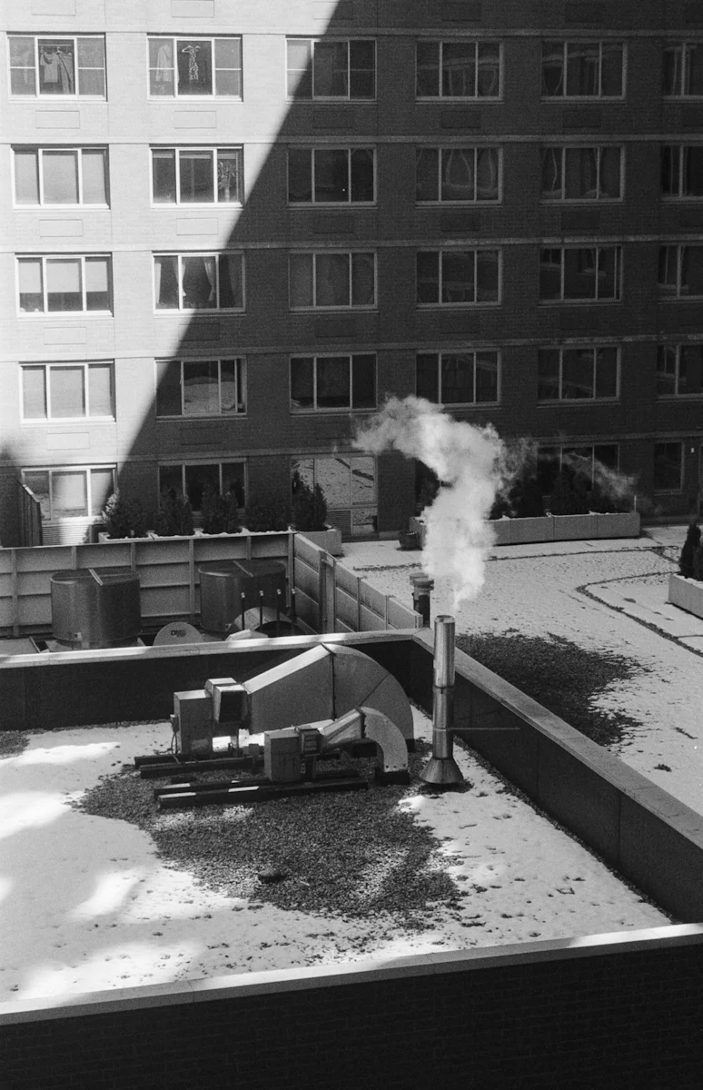 Steam vent on an industrial rooftop