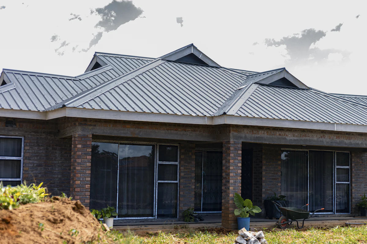 Home with a gray metal roof