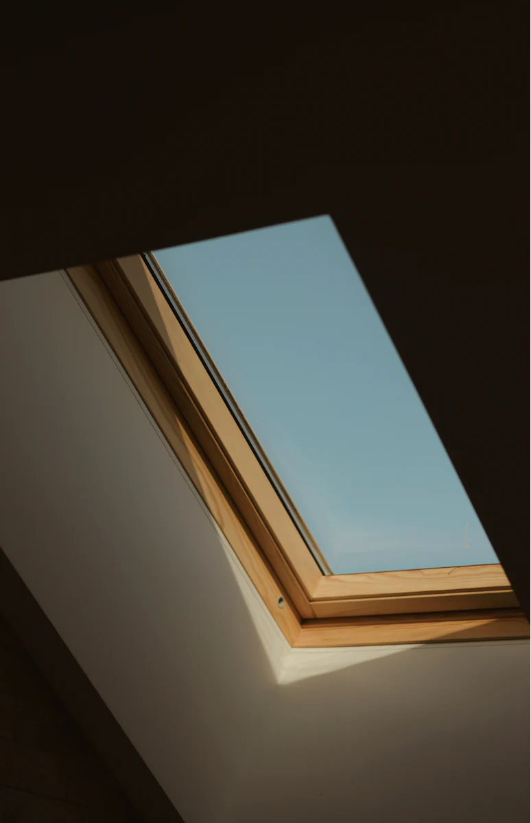 Skylight in a sloped ceiling