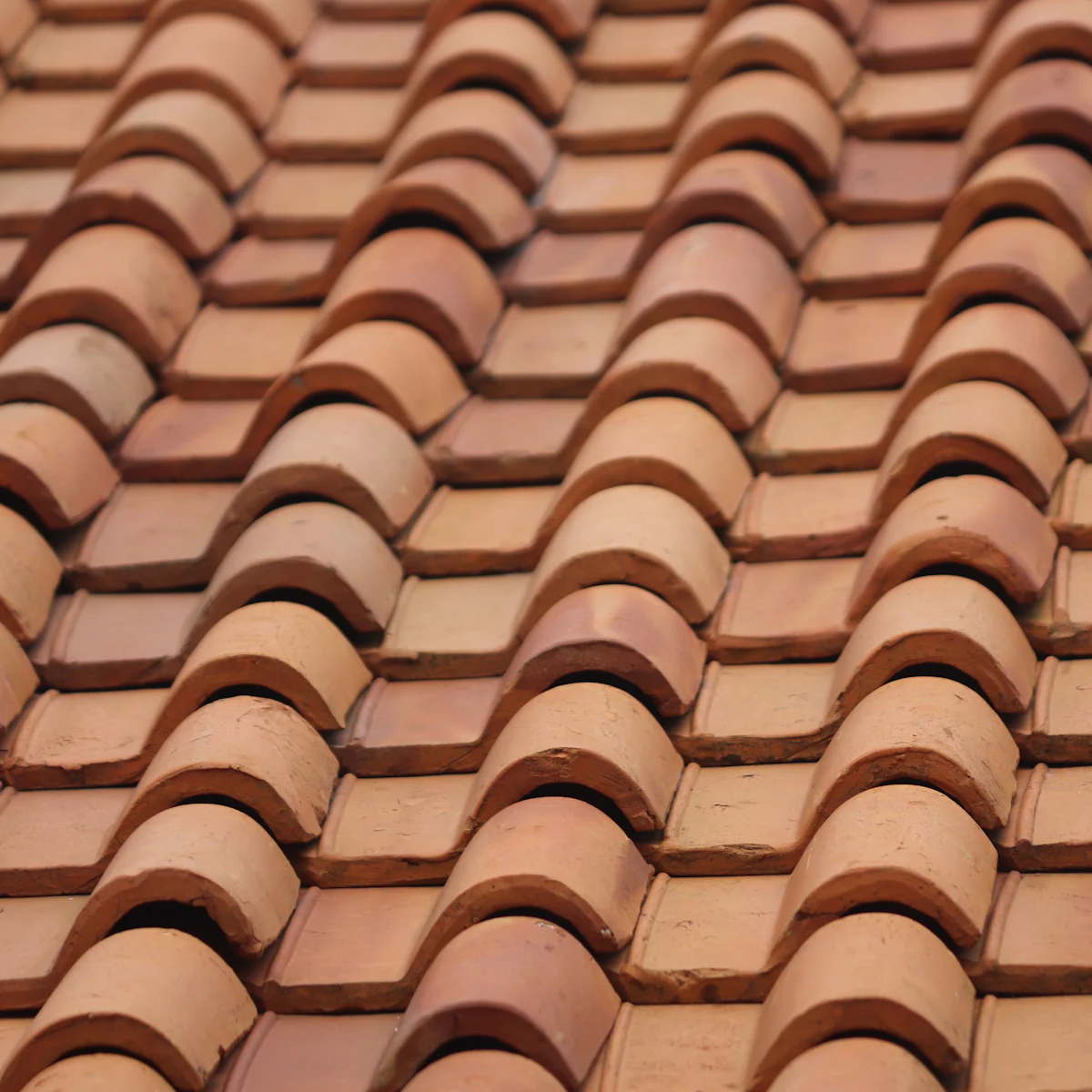Rows of terracotta roof tiles