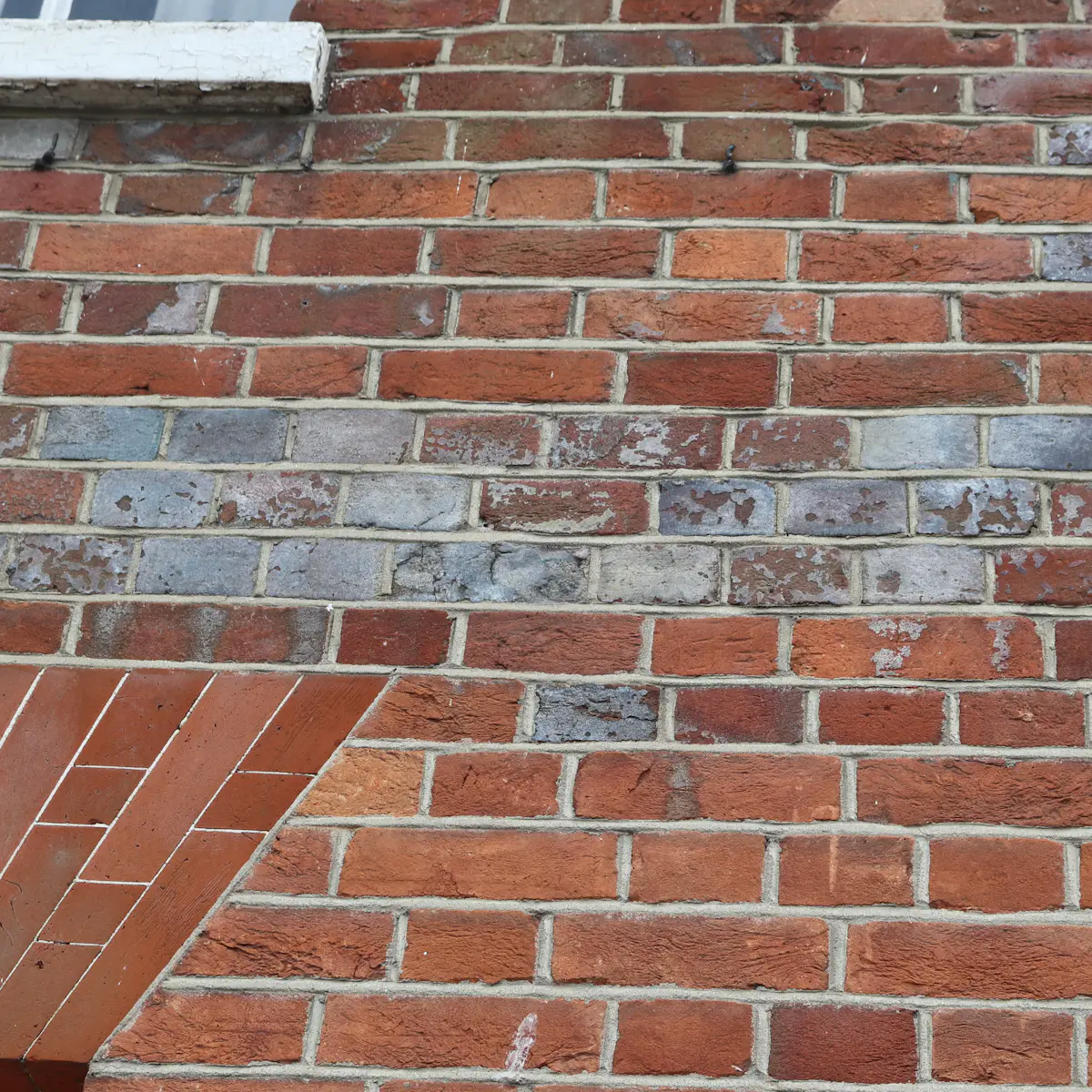 Brick wall with mortar joints