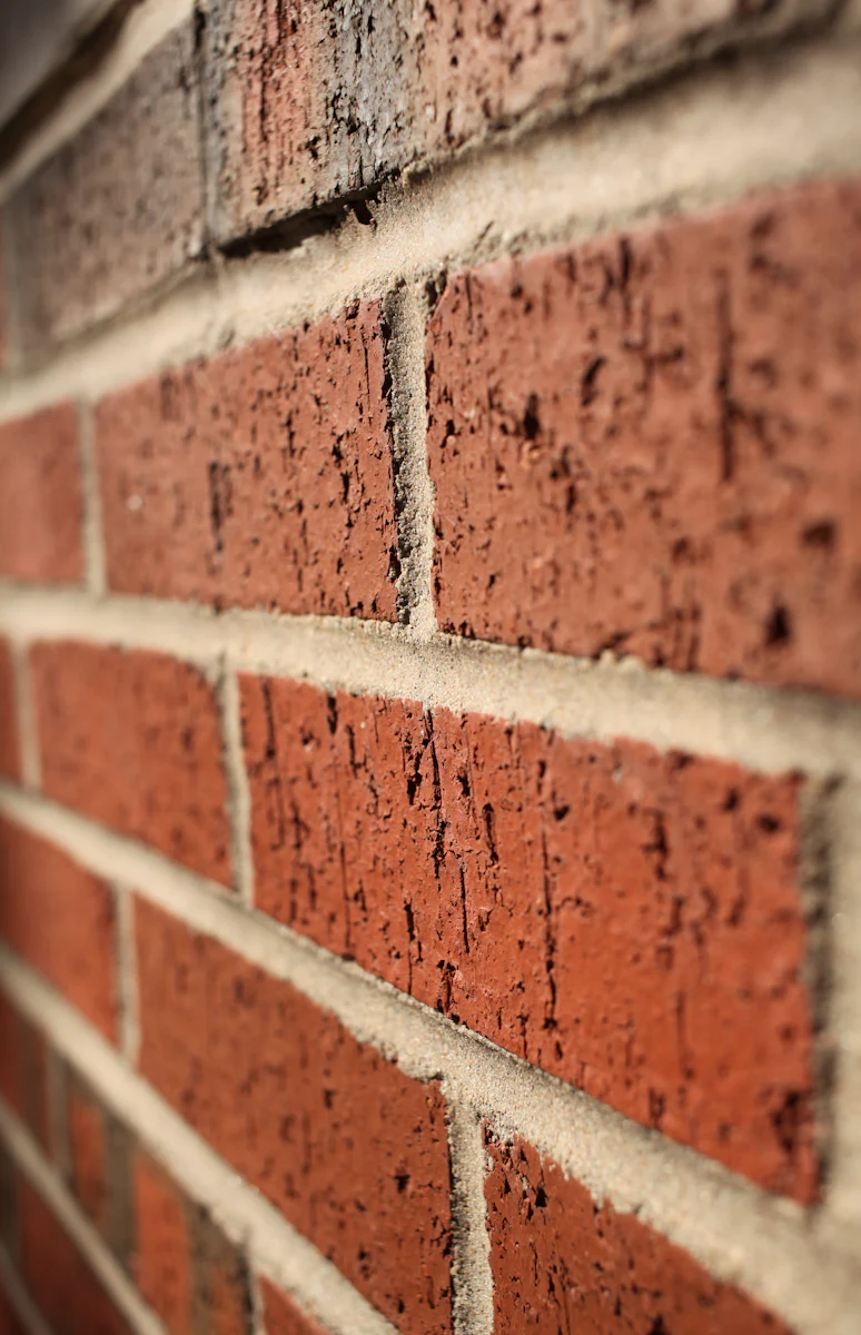 Close-up of brick mortar joints